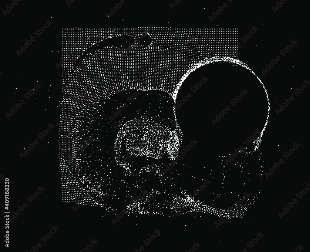Aufkleber Surface made of particles, array of points. Abstract technology background.