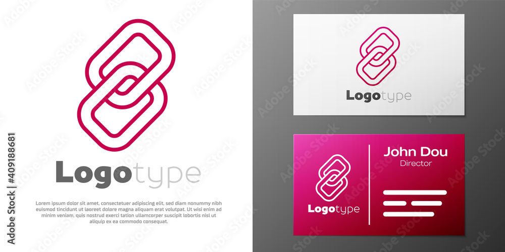Poster logotype line chain link icon isolated on white background. link single. hyperlink chain symbol. log