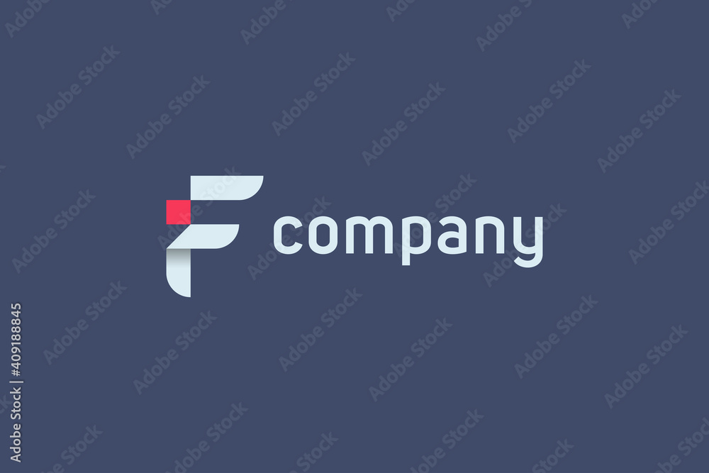 Aufkleber initial letter i and f linked logo. red and white geometric shape origami style isolated on blue bac