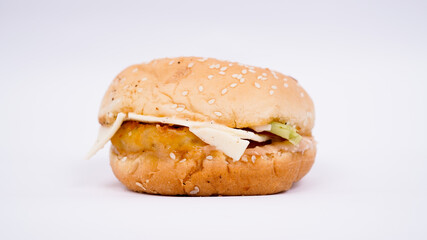 Burger food, junk food isolated white background