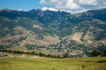 Fototapeta na wymiar Dsegh, Armenia - September 16, 2020: Scenic view of Marts village from the outskirts of Dsegh in Lori province of Armenia