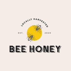 Two Bee honey harvest vector logo design