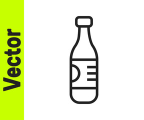Black line Bottle of water icon isolated on white background. Soda aqua drink sign. Vector.