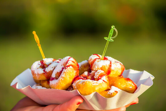 Baked Mini Donuts With Cherry Sauce