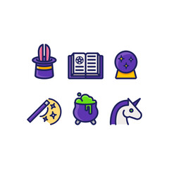 Magic icons set mystical items