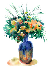 A bouquet of flowers spring juicy watercolor.