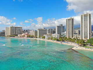 Fototapeta na wymiar Waikiki Beach in Honolulu on Oahu, Hawaii