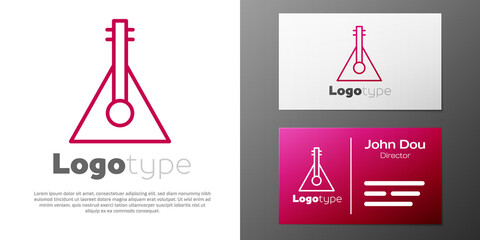 Logotype line Musical instrument balalaika icon isolated on white background. Logo design template element. Vector.