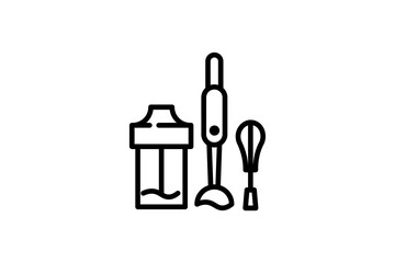 Hand blender icon. Vector linear sign, symbol, logo of hand blender for mobile concept and web design. Icon for the website of the store of household appliances, gadgets and electronics.