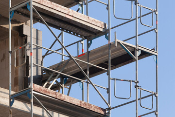 Bauger&uuml;st, Hausfassade, Rohbau, Wohngeb&auml;ude, Bremen, Deutschland, Europa