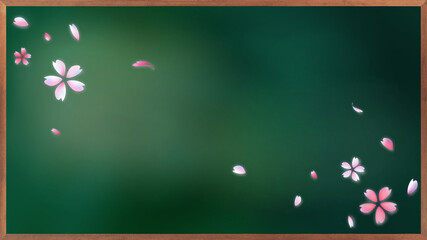 桜舞う黒板（ワイド）