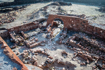 Obraz premium Dashtadem, Armenia - November 23, 2019: Ruins of an ancient settlement within the Dashtadem fortress in Armenia