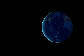 Planet Earth, at night from space. Elements of this image were furnished by NASA.