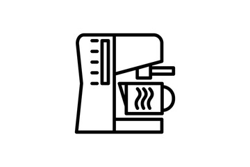 Coffee maker icon. Vector linear sign, symbol, logo of coffee maker for mobile concept and web design. Icon for the website of the store of household appliances, gadgets and electronics.