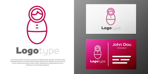 Logotype line Tumbler doll toy icon isolated on white background. Logo design template element. Vector.