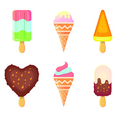 
Set of delicious sweet ice cream on isolated background
Eps 10.