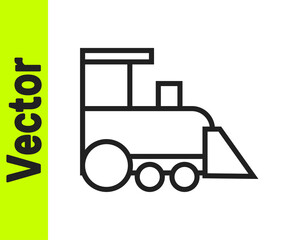 Black line Toy train icon isolated on white background. Vector.