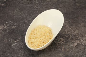 Raw basmati rice in the bowl