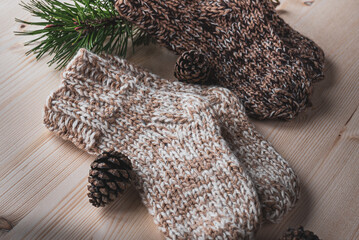 Fototapeta na wymiar Handmade knitted socks