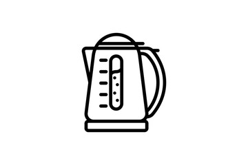 Kettle icon. Vector linear sign, symbol, logo of kitchen tea kettle for mobile concept and web design. Icon for the website of the store of household appliances, gadgets and electronics.