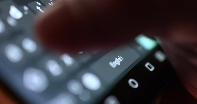 4K Video close up hand text on mobile phone screen keyboard. Concept for digital lifestyle and technology.