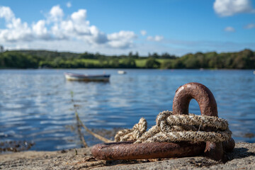Fototapeta premium rope TIED TO metallic bollard In County Donegal - Ireland