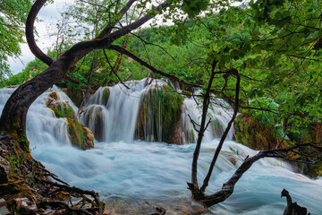 beautiful waterfalls in Plitvice Lakes National Park, Croatia