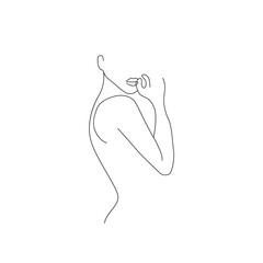 Woman Body One Line Drawing. Female Figure Creative Contemporary Abstract Line Drawing. Beauty Female Naked Body. Vector Minimalist Design for Wall Art, Print, Card, Poster.