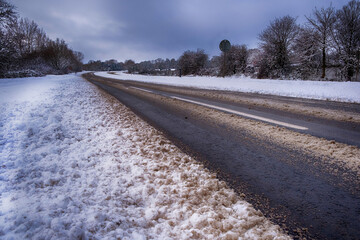 winter road in the snow