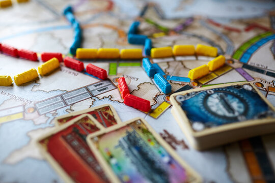 Minsk, Belarus - January 26, 2021: Ticket to ride Europe boad game