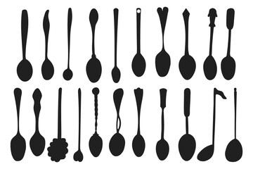 Set of spoons silhouettes