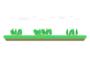 Forest glade picture. Vector illustration.