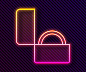 Glowing neon line Diamond engagement ring icon isolated on black background. Vector.