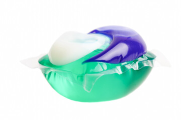 Soluble gel capsule for washing