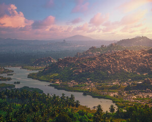 sunset over the river