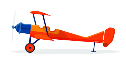 Vector illustration about yellow vintage propeller plane in flat style. EPS 10. © Анатолий Жуков