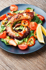 Octopus salad with vegetables