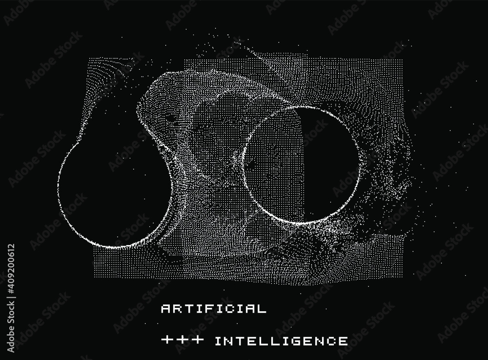 Aufkleber Surface made of particles, array of points. Abstract technology background.