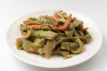 Stem lettuce herbs on white background