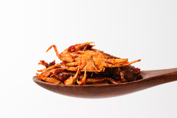 Stir-fried crab on white background