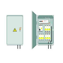 Fuse box. Electrical power switch panel. Electricity equipment. Vector.
EPS 10.