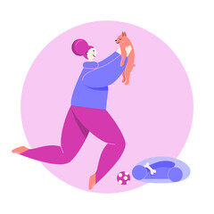 girl holding in her hands her first pet