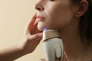 Facial laser epilation treatment. Skin care, beauty and permanent hair removal concept.