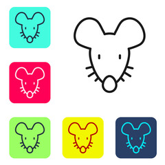 Black line Experimental mouse icon isolated on white background. Set icons in color square buttons. Vector.