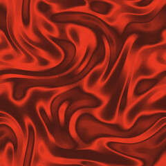 Fototapeta na wymiar Red seamless background with wavy draped fabric pleats, smooth silk texture with wrinkles and creases in the flowing fabric. Digital illustration