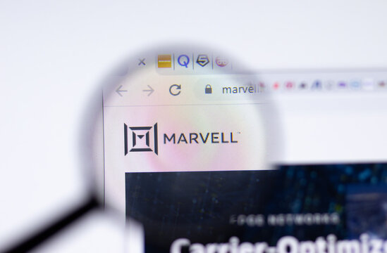 Saint Petersburg, Russia - 28 January 2021: Marvell website page with logo close-up, Illustrative Editorial.