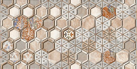 multi color octagon shapes pattern for wall tiles and wall paper use - 409204203