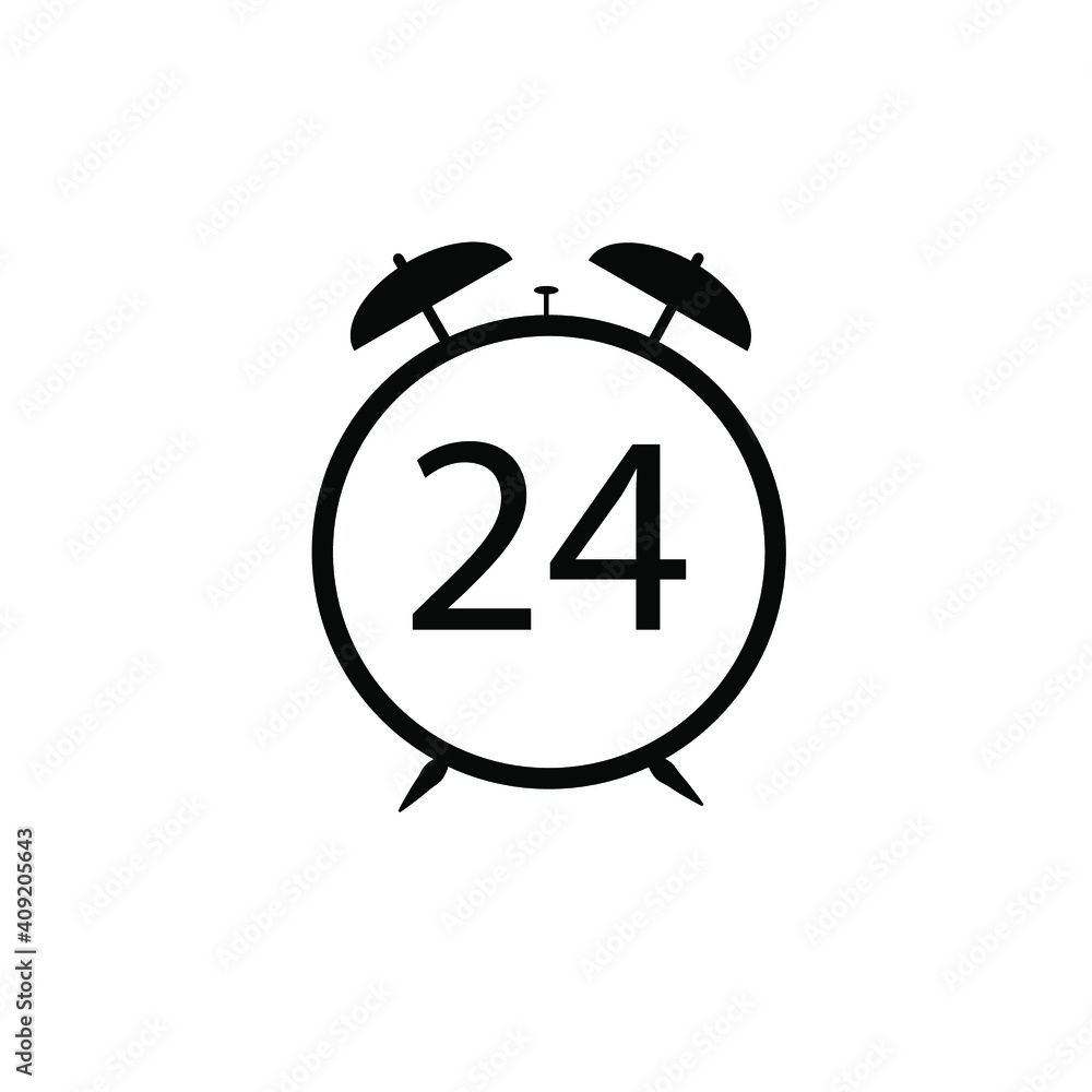 Poster alarm clock icon in trendy flat style isolated on background. clock icon page symbol for your websit