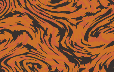 Digital  tiger seamless camo pattern. Bright orange coloring camouflage, modern fabric print. Abstract repeating wallpapers. Vector Texture