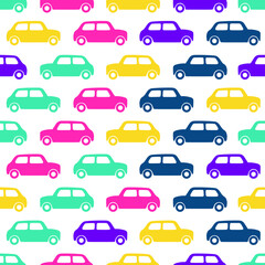Seamless car pattern.Colorful kids background for web, paper, textile. 